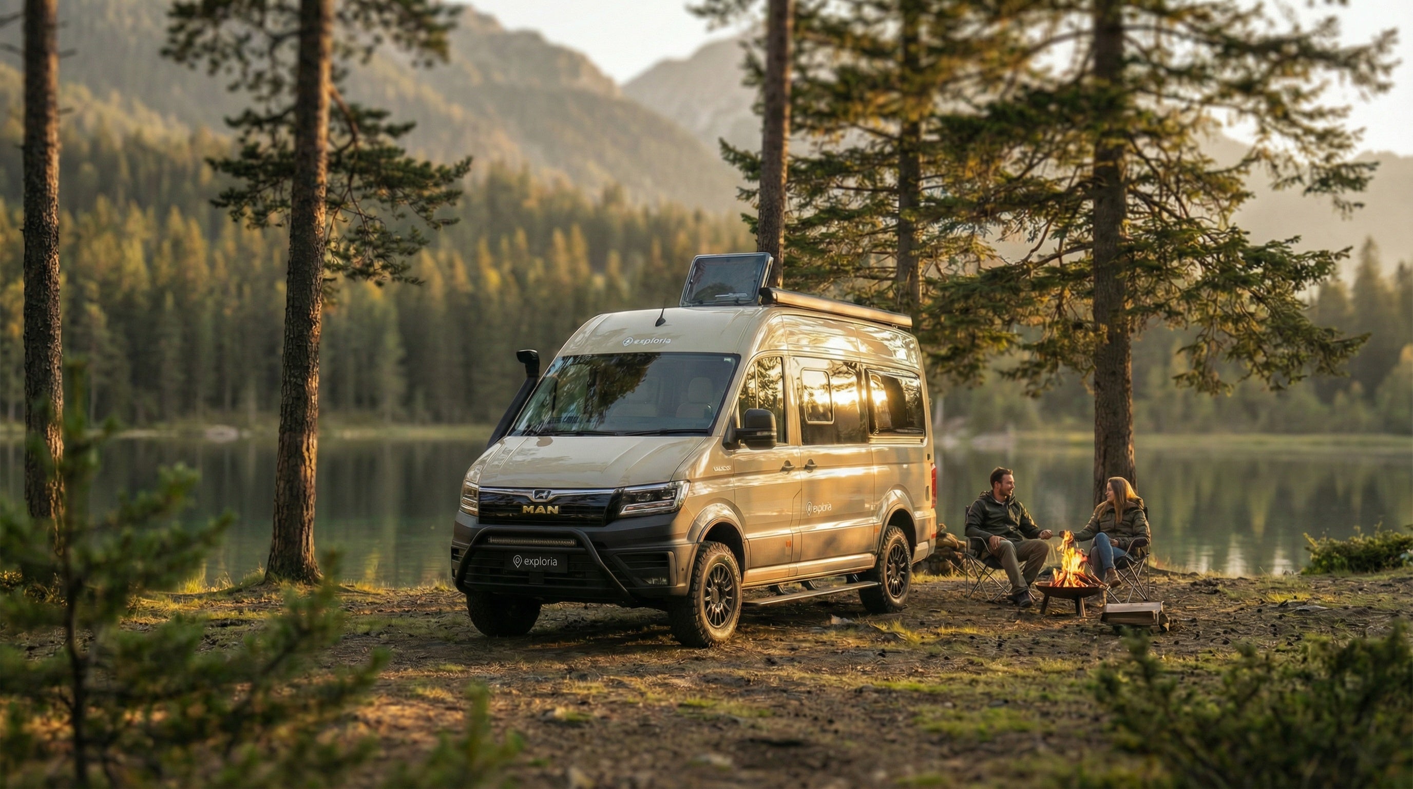 MAN Crafter Campervan with people sat outside